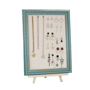 Træramme vægmonteret ørestikkerholder og halskædeudstilling