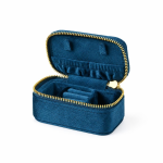 Mini rejsesmykkeskrin i velour — Marineblå