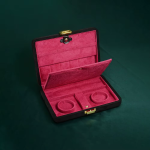 Rejsesmykkeskrin i velour med lommer — Fuchsia, metallukning