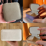 Rejsesmykkeskrin i velour med ringruller — Personligt logo