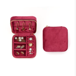 Rejsesmykkeskrin i velour med ringrum — Bordeaux